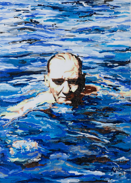 Atatürk Orijinal Tablo - Atatürk Swims - Akrilik Tablo 2014 - 50cm x 70cm