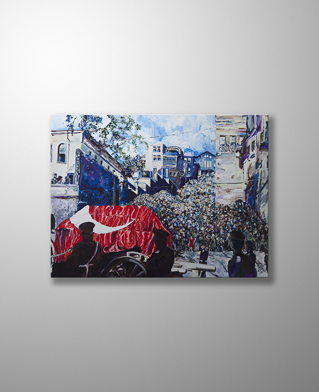 Atatürk Orijinal Tablo - Ataturk's Funeral & Girl in Red Dress -  Akrilik Tablo 2014 - 102cm x 76cm
