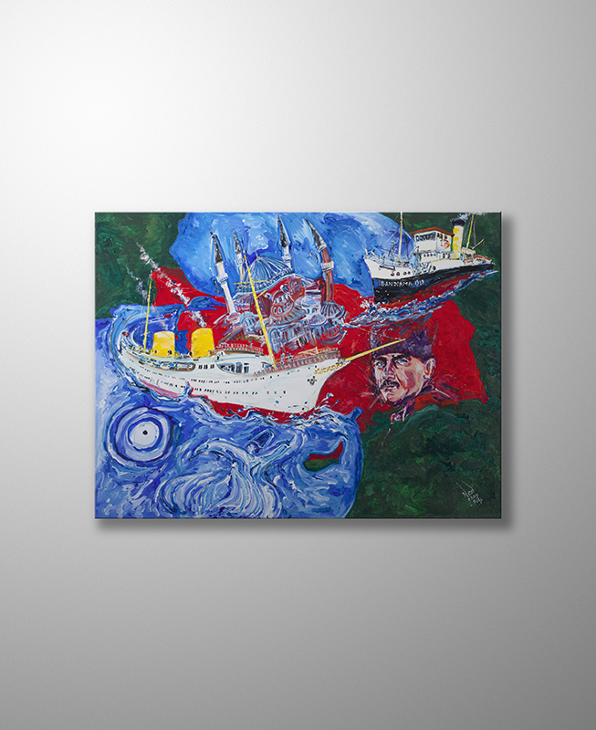 Atatürk Orjinal Tablo - Bandirma 1919 to Savarona 2014 - Akrilik Tablo - 122cm x 92cm