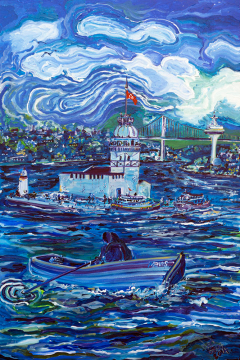 İstanbul Kanvas Tablo - ''Maviş'' Kız Kulesi 50cm x 70cm