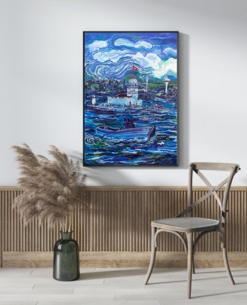 İstanbul Kanvas Tablo - ''Maviş'' Kız Kulesi 80cm x 120cm