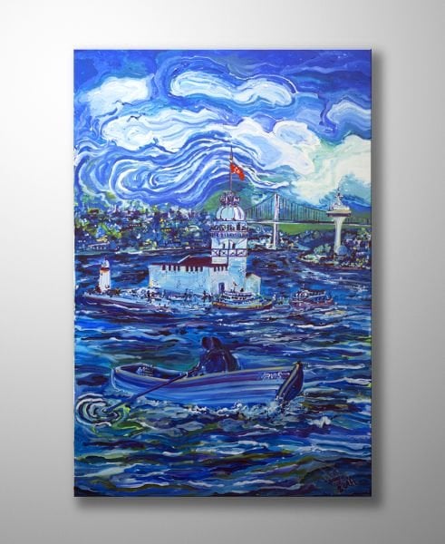 İstanbul Kanvas Tablo - ''Maviş'' Kız Kulesi