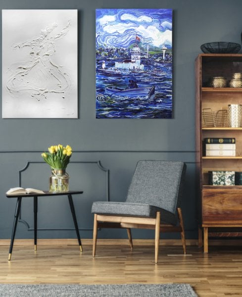 İstanbul Kanvas Tablo - ''Maviş'' Kız Kulesi 50cm x 70cm