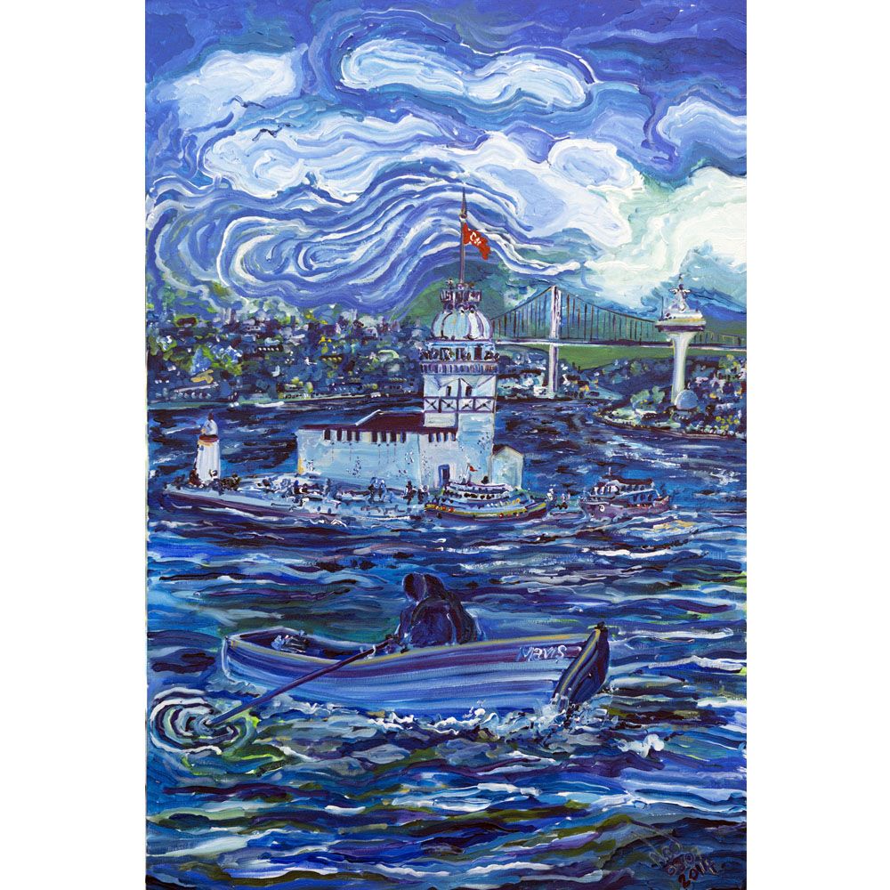 İstanbul Kanvas Tablo - ''Maviş'' Kız Kulesi 50cm x 70cm