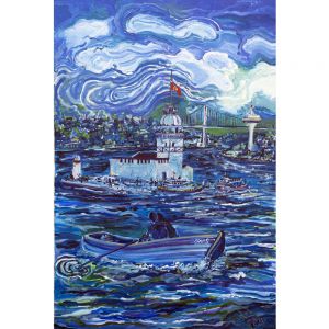 İstanbul Kanvas Tablo - ''Maviş'' Kız Kulesi 80cm x 120cm