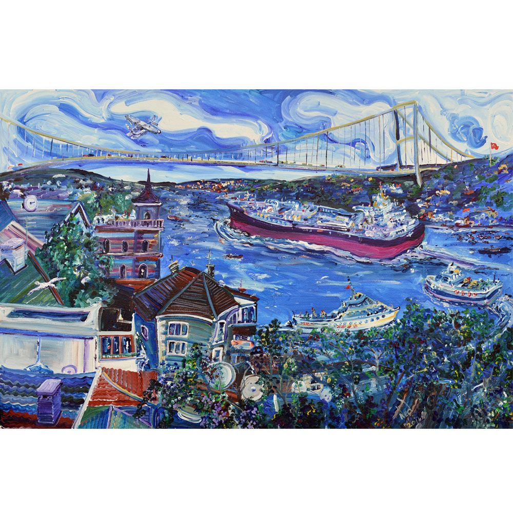 İstanbul Kanvas Tablo- Bosphorus View From Rumelihisarı 75cm x 50cm
