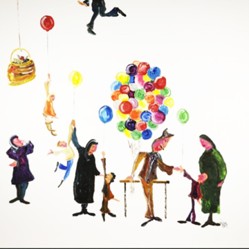İstanbul Orijinal Tablo - Sihirli Balonlar - Akrilik Tablo 2007 - 100cm x 100cm