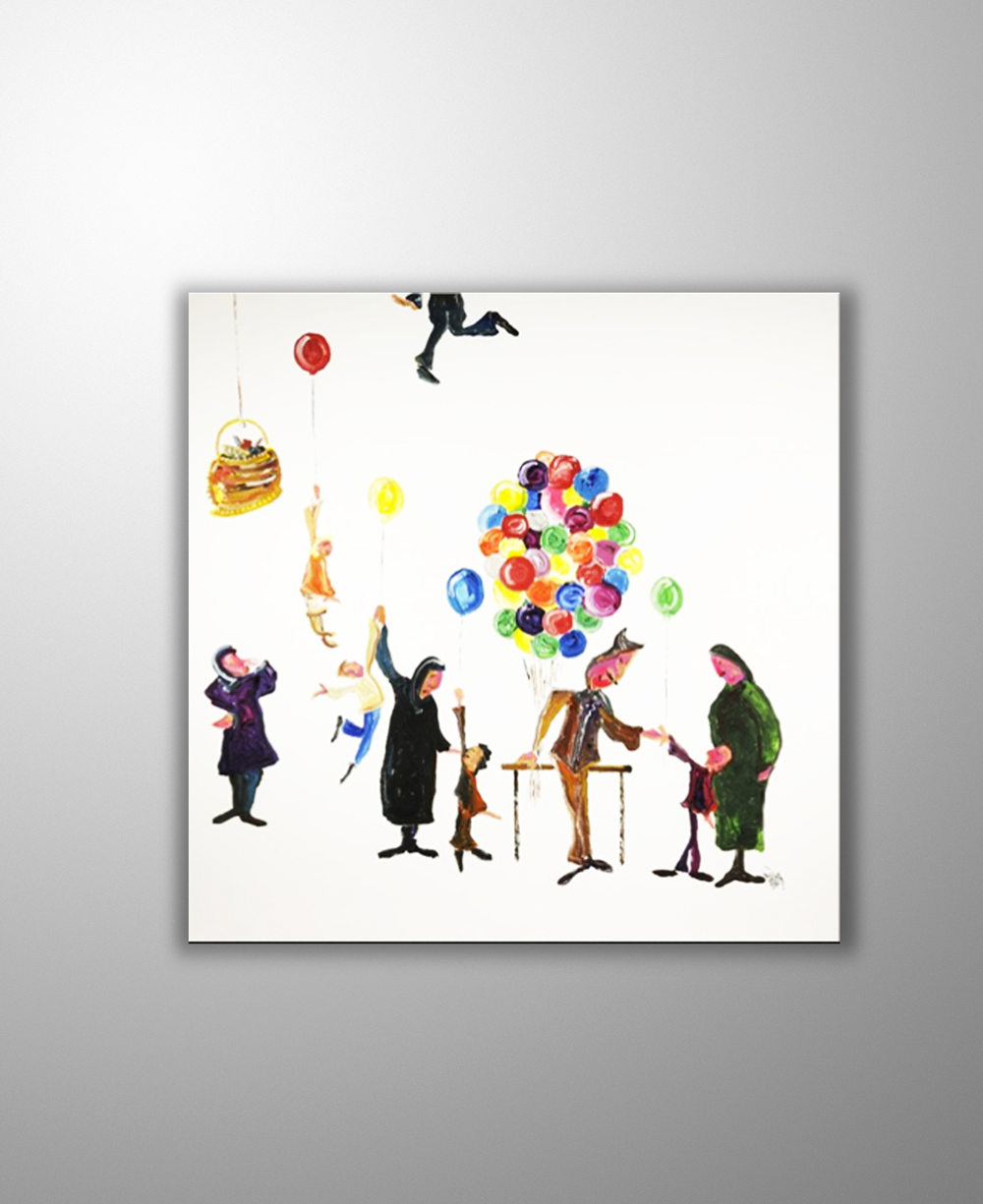 İstanbul Orijinal Tablo - Sihirli Balonlar - Akrilik Tablo 2007 - 100cm x 100cm