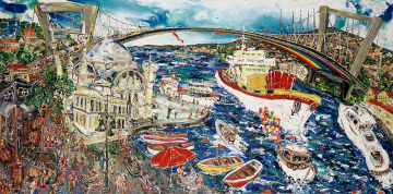 İstanbul Kanvas Tablo - Ortakoy Rainbow Bridge - 200cm x 100cm