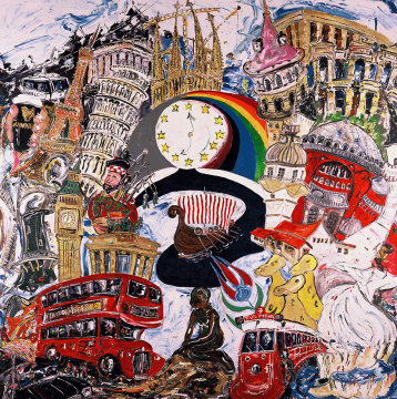 Kanvas Tablo - EU & Turkiye - Blue & Yellow Meet Red & White