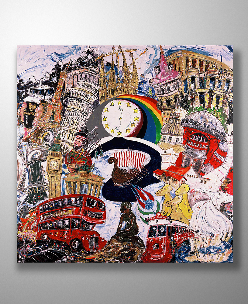 Kanvas Tablo - EU & Turkiye - Blue & Yellow Meet Red & White