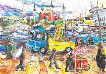 İstanbul Orijinal Tablo - Karakoy Iskelesi - Akrilik Tablo 2014 - 100cm x 70cm