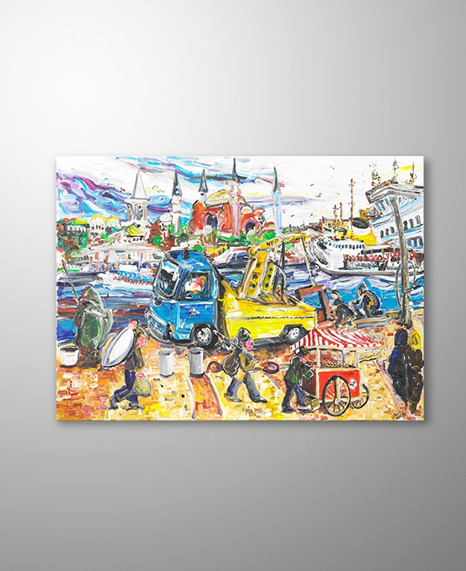 İstanbul Orijinal Tablo - Karakoy Iskelesi - Akrilik Tablo 2014 - 100cm x 70cm