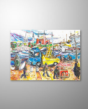 İstanbul Orijinal Tablo - Karakoy Iskelesi - Akrilik Tablo 2014 - 100cm x 70cm