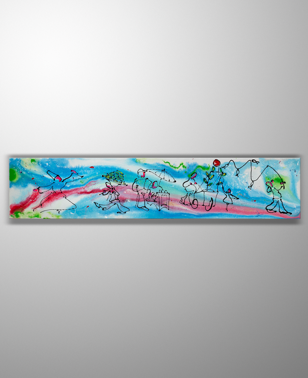 İstanbul Orijinal Tablo - Istanbul Figures II for Karolina - Akrilik Tablo 2014 - 210cm x 44cm