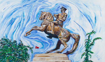 Atatürk Orijinal Tablo - Horse Back in Samsun - Akrilik Tablo 2014 - 152cm x 91cm