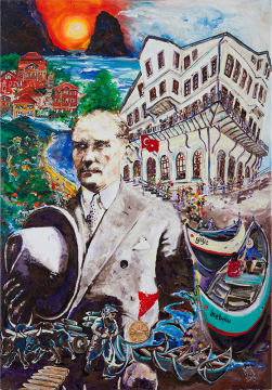 Atatürk Orijinal Tablo - Atatürk ve İnebolu - Akrilik Tablo 70cm x 100cm