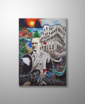 Atatürk Orijinal Tablo - Atatürk ve İnebolu - Akrilik Tablo 70cm x 100cm