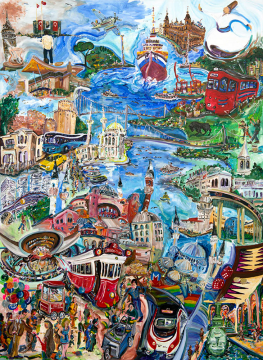 İstanbul  Kanvas Tablo - Standing Where East Meets West