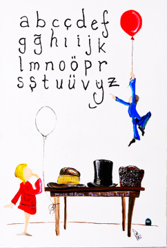 Atatürk Orijinal Tablo - Atatürk Hats and Alphabet - 60 cm x 91,5cm