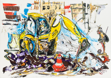 İstanbul Orijinal Tablo - JCB @ WORK - Akrilik Tablo - 70cm x 100cm