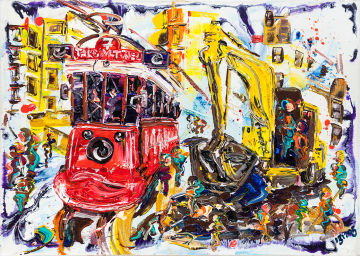 İstanbul Orijinal Tablo - The Tram And The Digger - Akrilik Tablo - 70cm x 50cm