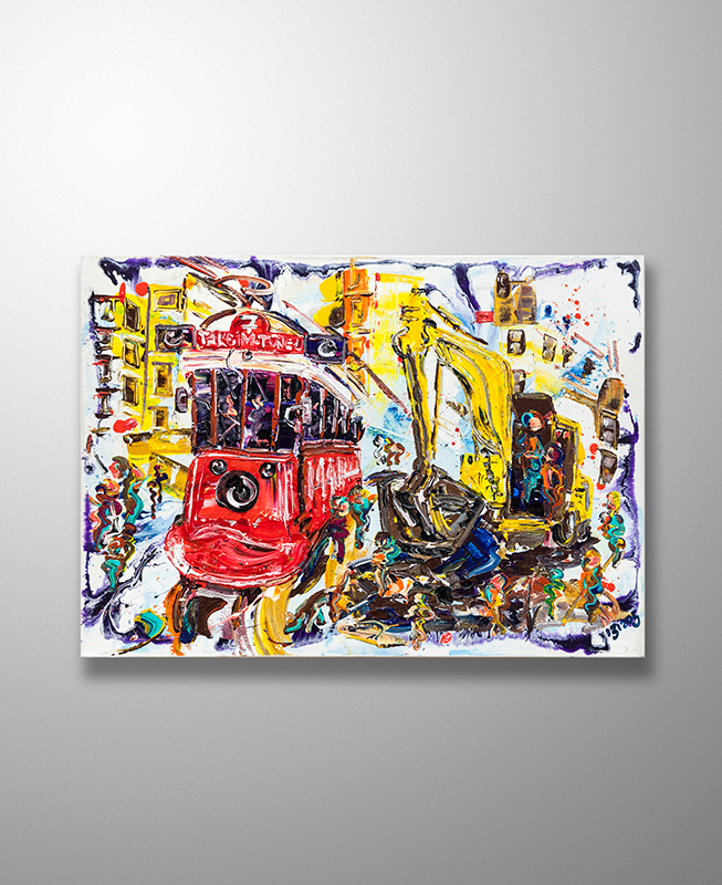 İstanbul Orijinal Tablo - The Tram And The Digger - Akrilik Tablo - 70cm x 50cm