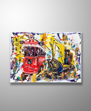 İstanbul Orijinal Tablo - The Tram And The Digger - Akrilik Tablo - 70cm x 50cm