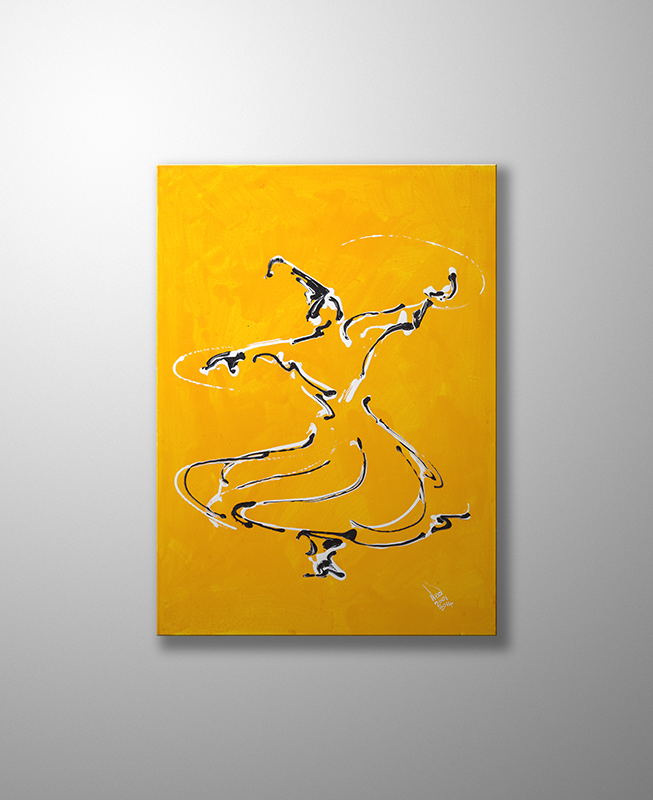 Orijinal Akrilik Tablo - Turuncu Derviş - 50cm x 70cm
