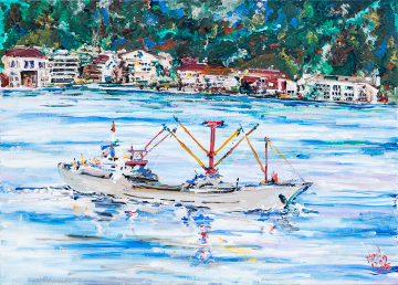 İstanbul Orijinal Tablo - Looking Across at Kanlıca - Akrilik  Tablo - 70cm x 50cm