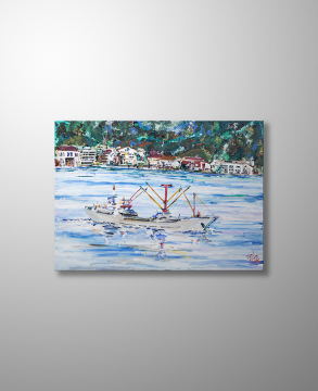 İstanbul Orijinal Tablo - Looking Across at Kanlıca - Akrilik  Tablo - 70cm x 50cm