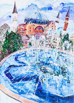 İstanbul Orijinal Tablo - Sofya Through The Fountain - Akrilik Tablo - 50cm x 70cm
