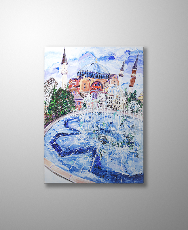 İstanbul Orijinal Tablo - Sofya Through The Fountain - Akrilik Tablo - 50cm x 70cm