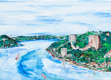 İstanbul Orijinal Tablo - View From Fatih Sultan Mehmet Bridge - Akrilik Tablo -70cm x 50cm