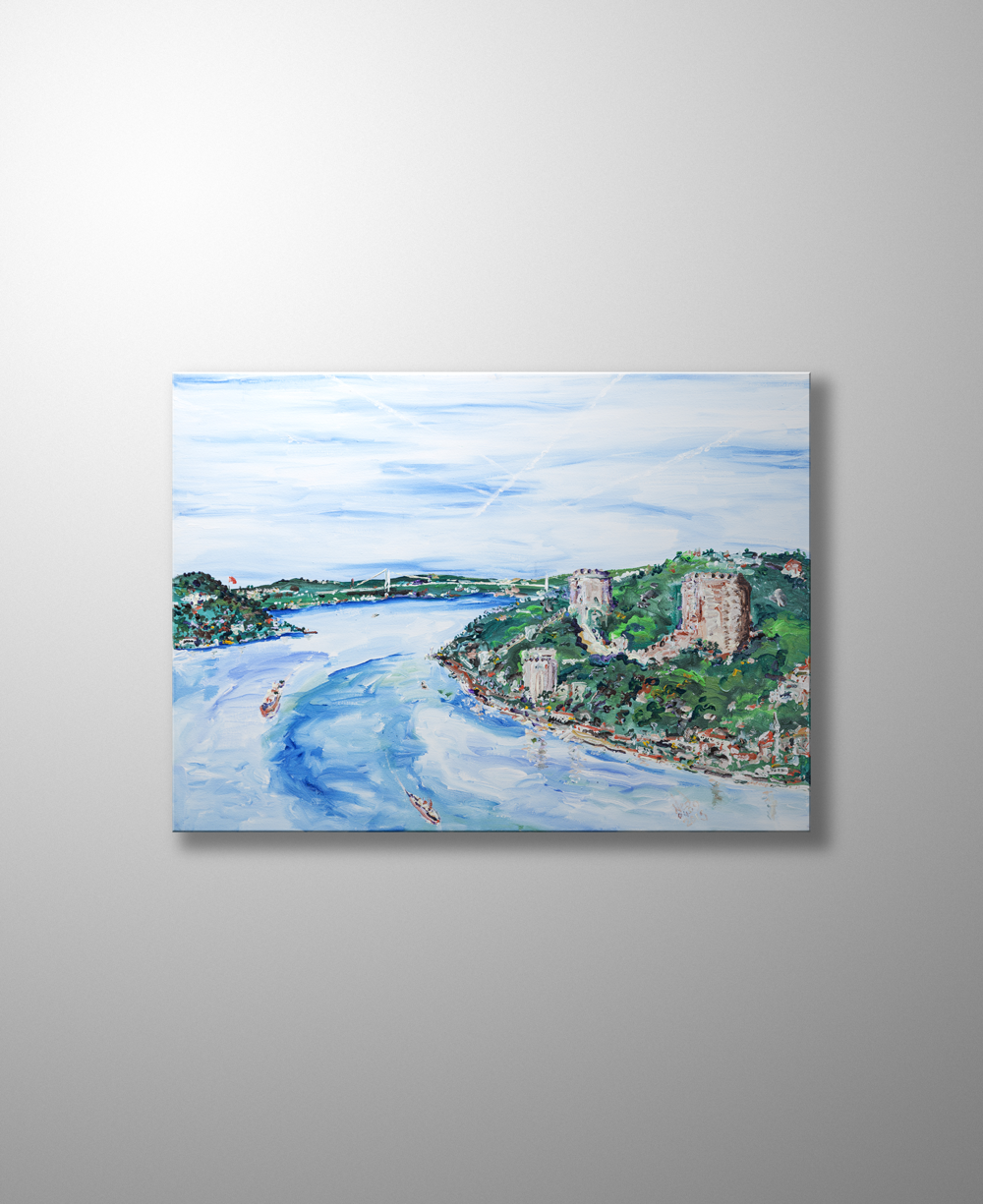 İstanbul Orijinal Tablo - View From Fatih Sultan Mehmet Bridge - Akrilik Tablo -70cm x 50cm