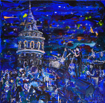 İstanbul Orijinal Tablo - Gayesu Akyol Galata Roof 76x76 cm