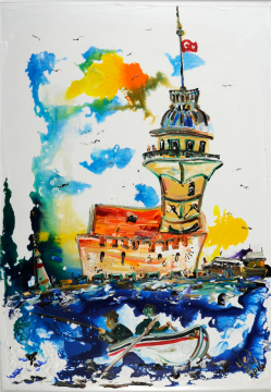 İstanbul Kanvas Tablo - Kız Kulesi 2 Men in A Boat I